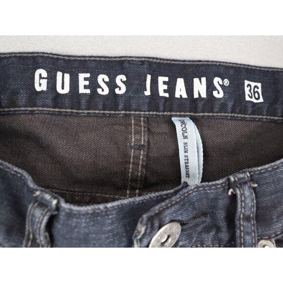 Guess Jeans Lincoln Slim Straight Mens 36x32 Dark Denim Tinted Excellent - Picture 2 of 9